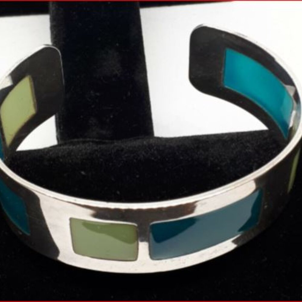 Vintage Cuff Bracelet Art Deco Style Silver Plated